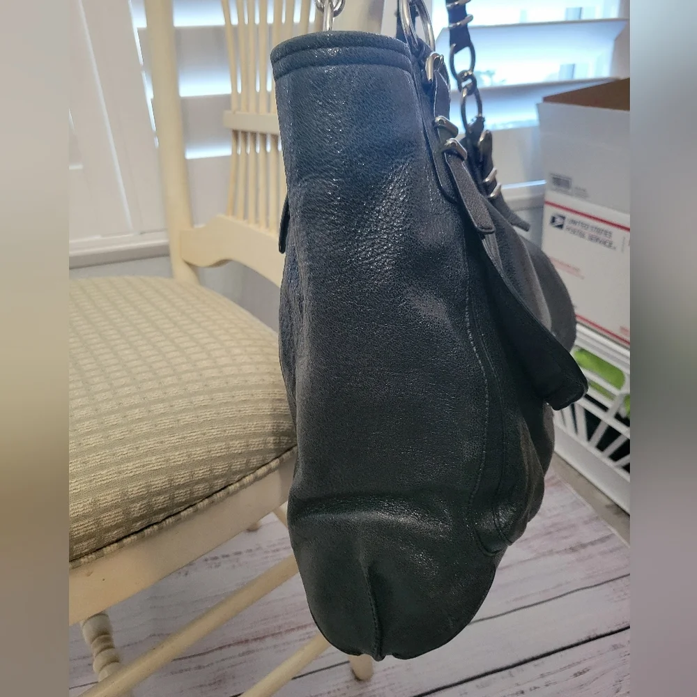 Coach Kristin Pinnacle Leather NS Tote Bag F19385 Black Shimmer Large Slouchy